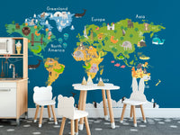 Blue map wallpaper for nursery map-07
