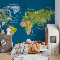 Blue map mural for kids room map-07
