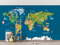 Kids geography wallpaper mural map-07
