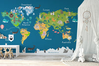 World map mural for kids walls map-07
