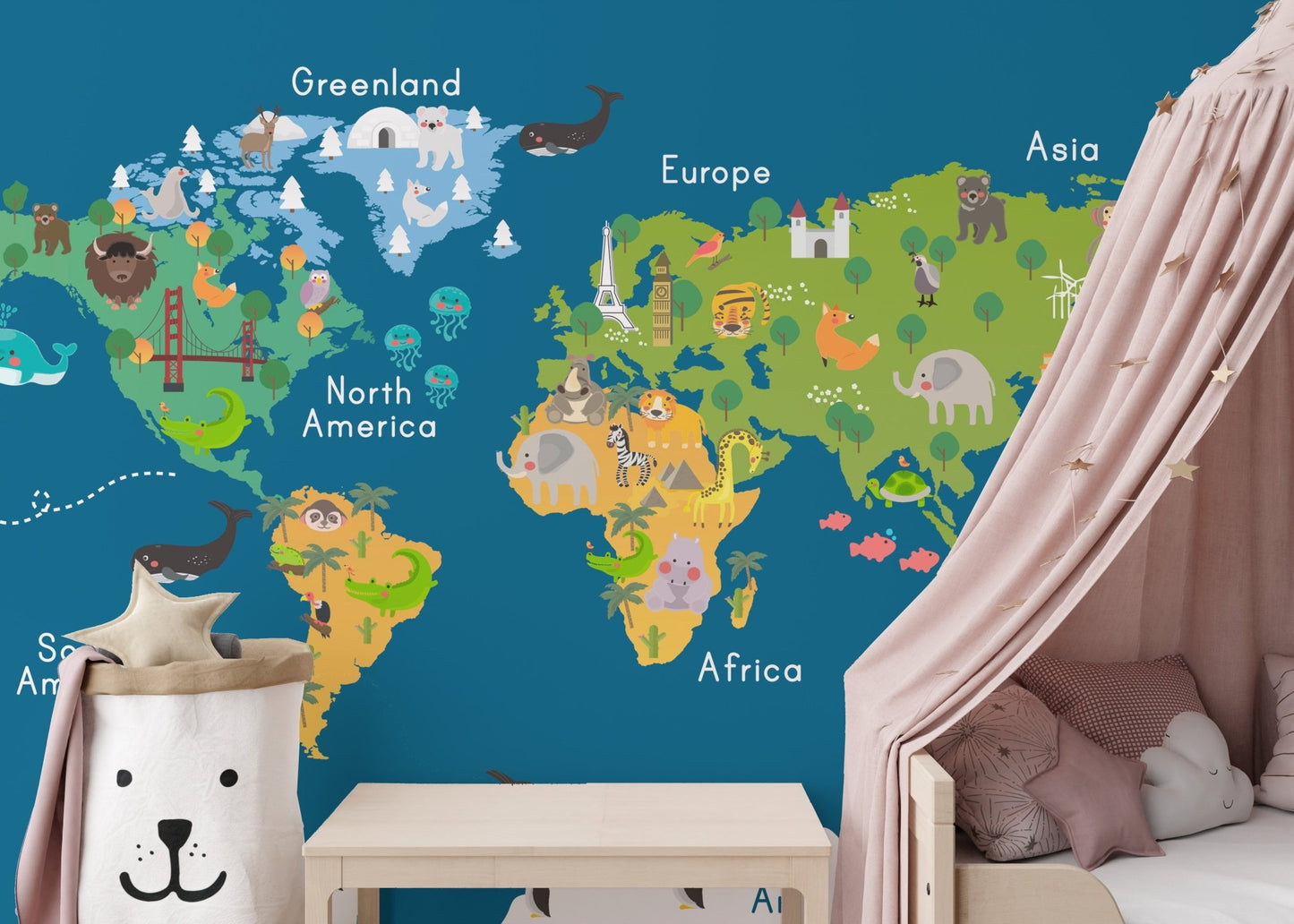 Kids world map wall decoration map-07
