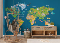 World map learning wall mural map-07
