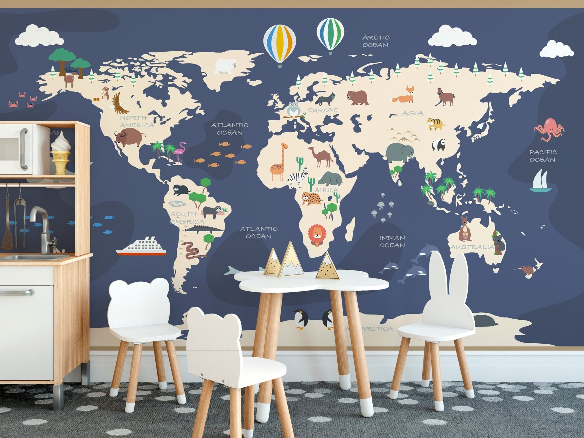 Educational world map mural  A825