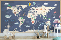 Cartoon world map wallpaper A825