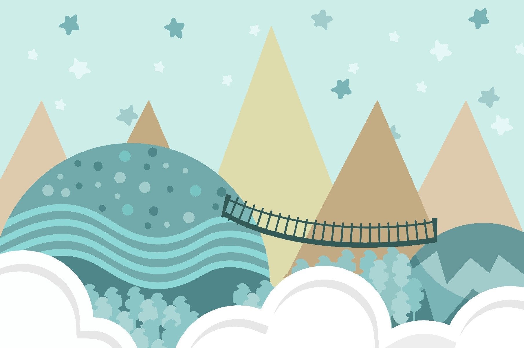 Kids Animated Pastel Mountain Wallpaper