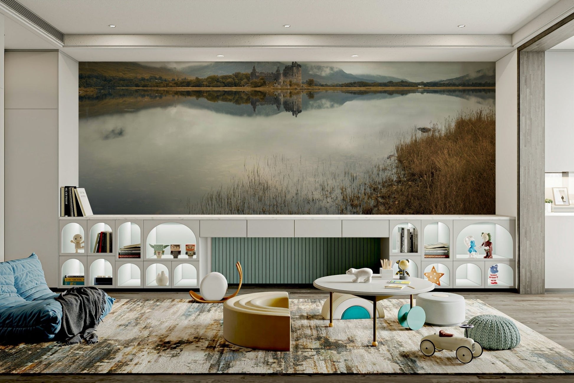 Castle landscape mural for timeless interiors

