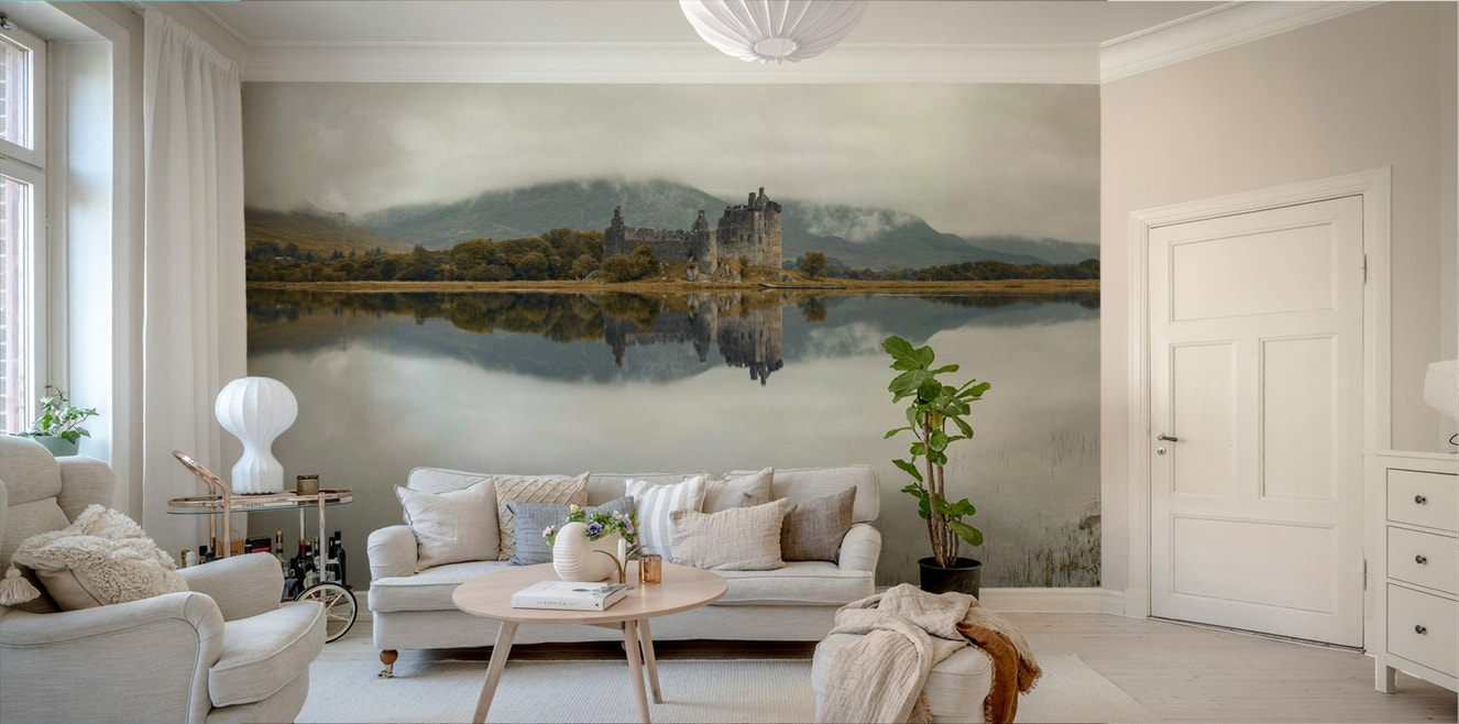 Kilchurn Castle wall mural with lake view

