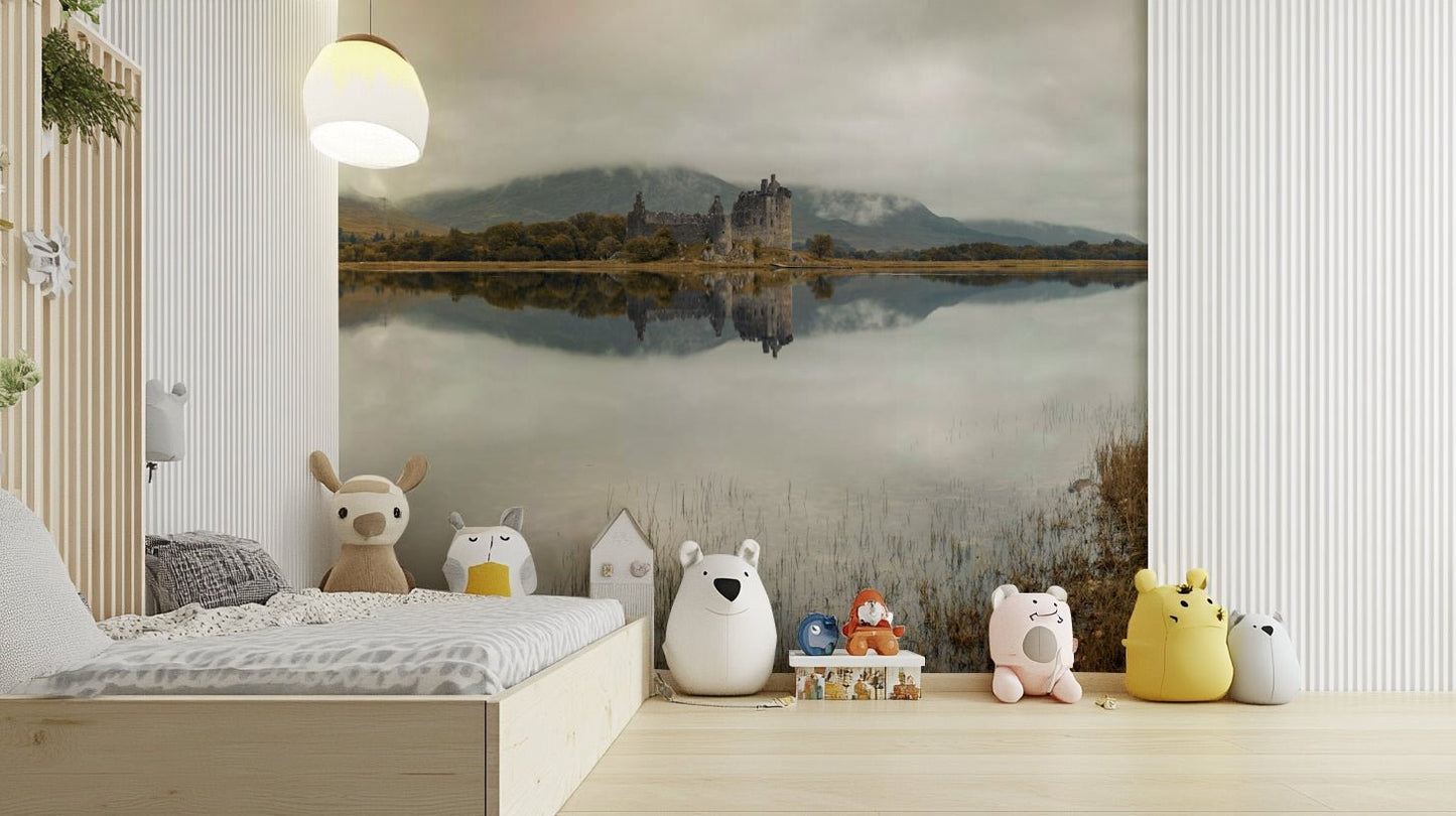 Scottish Highlands mural with Kilchurn Castle

