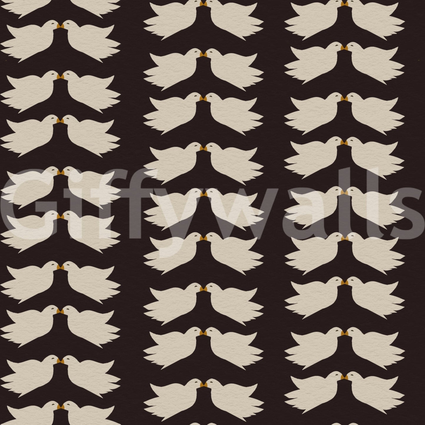 Peaceful Kissing Doves decorative wallpaper.