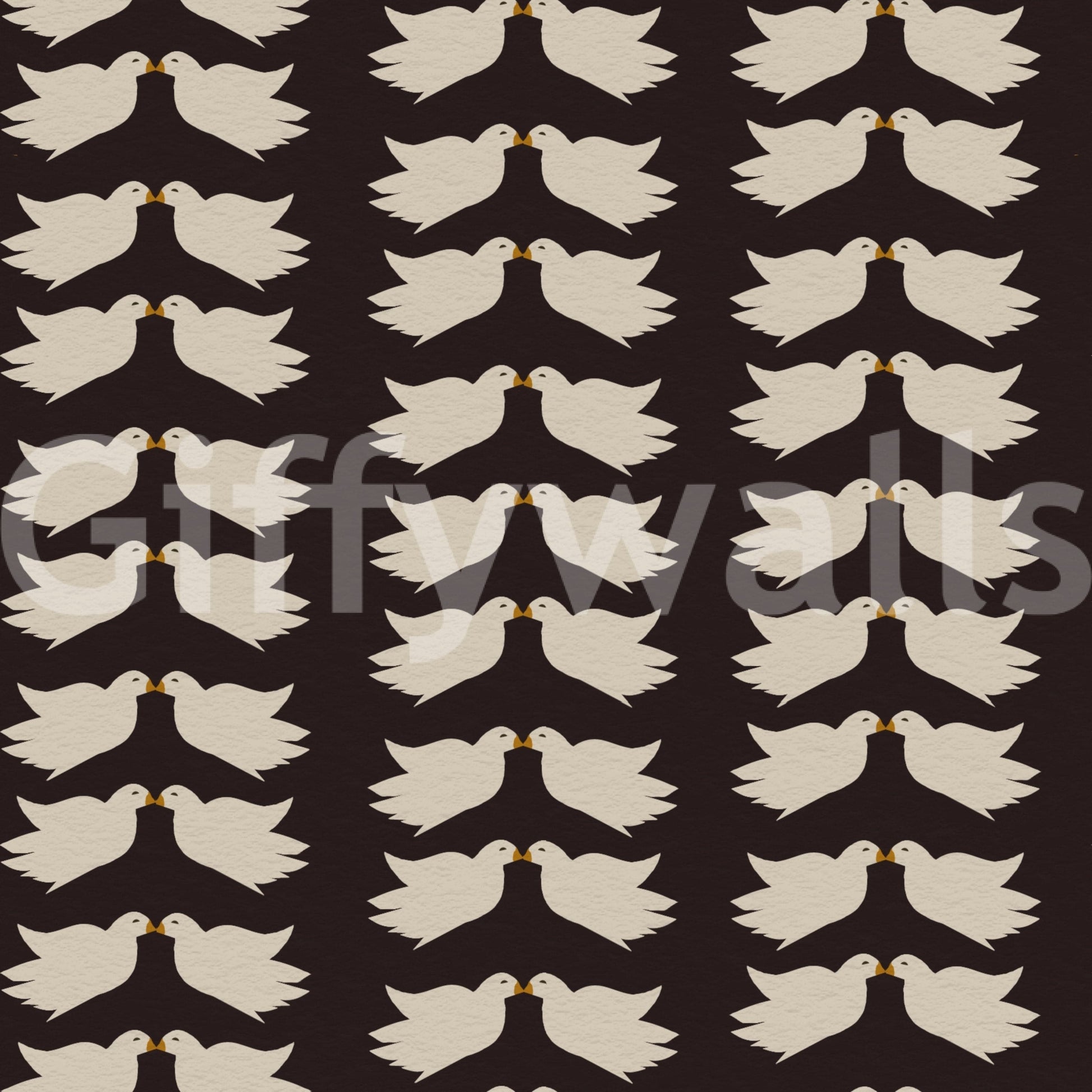 Peaceful Kissing Doves decorative wallpaper.