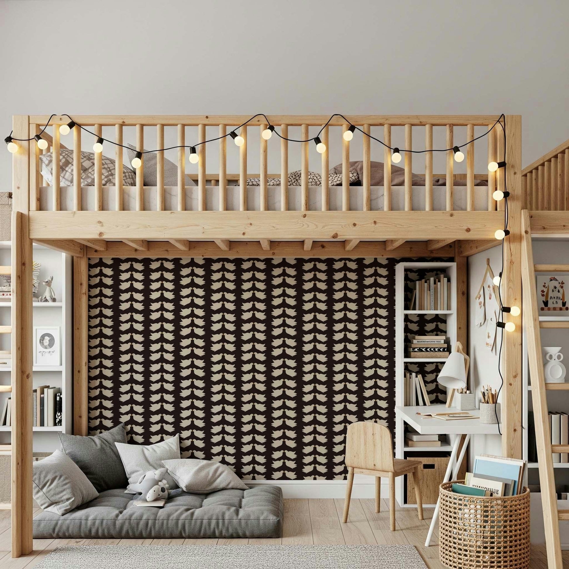 Cream and dark Kissing Doves background vinyl