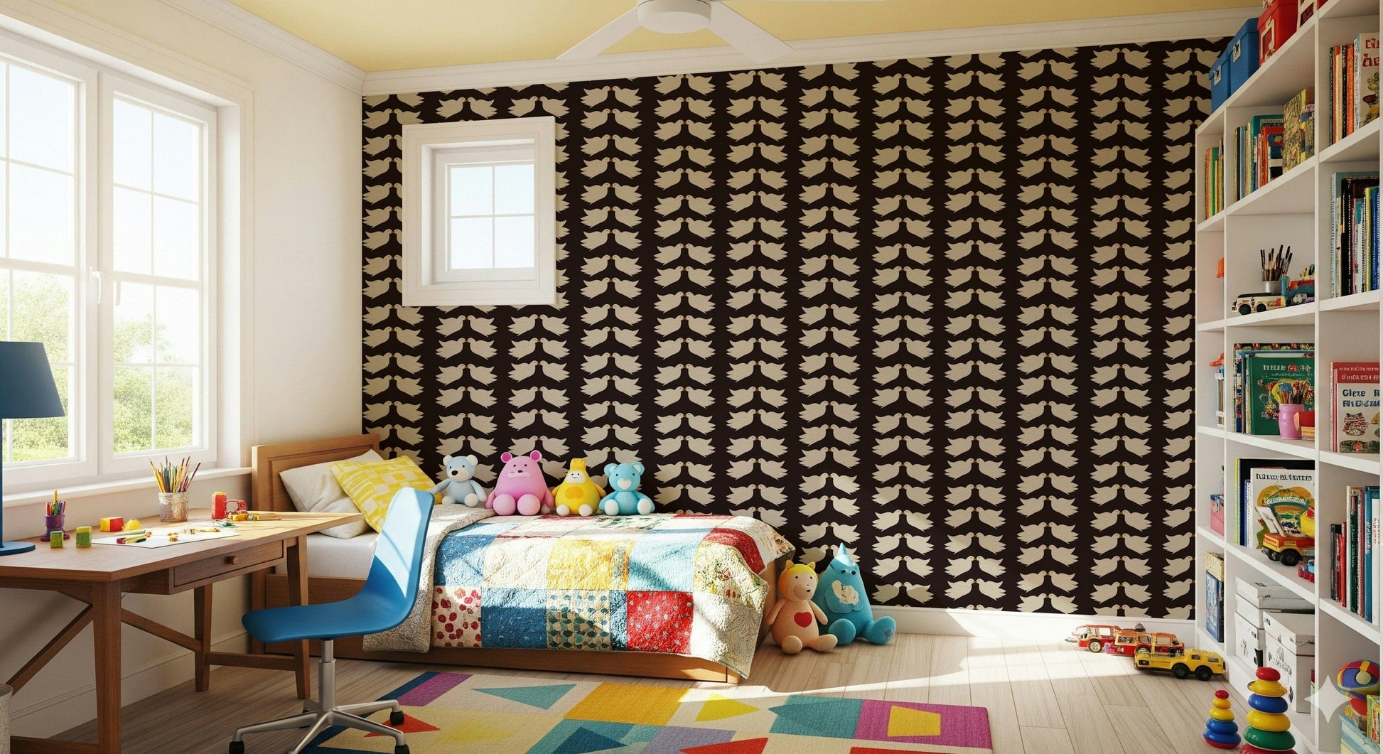 Neutral color Kissing Doves temporary wallpaper