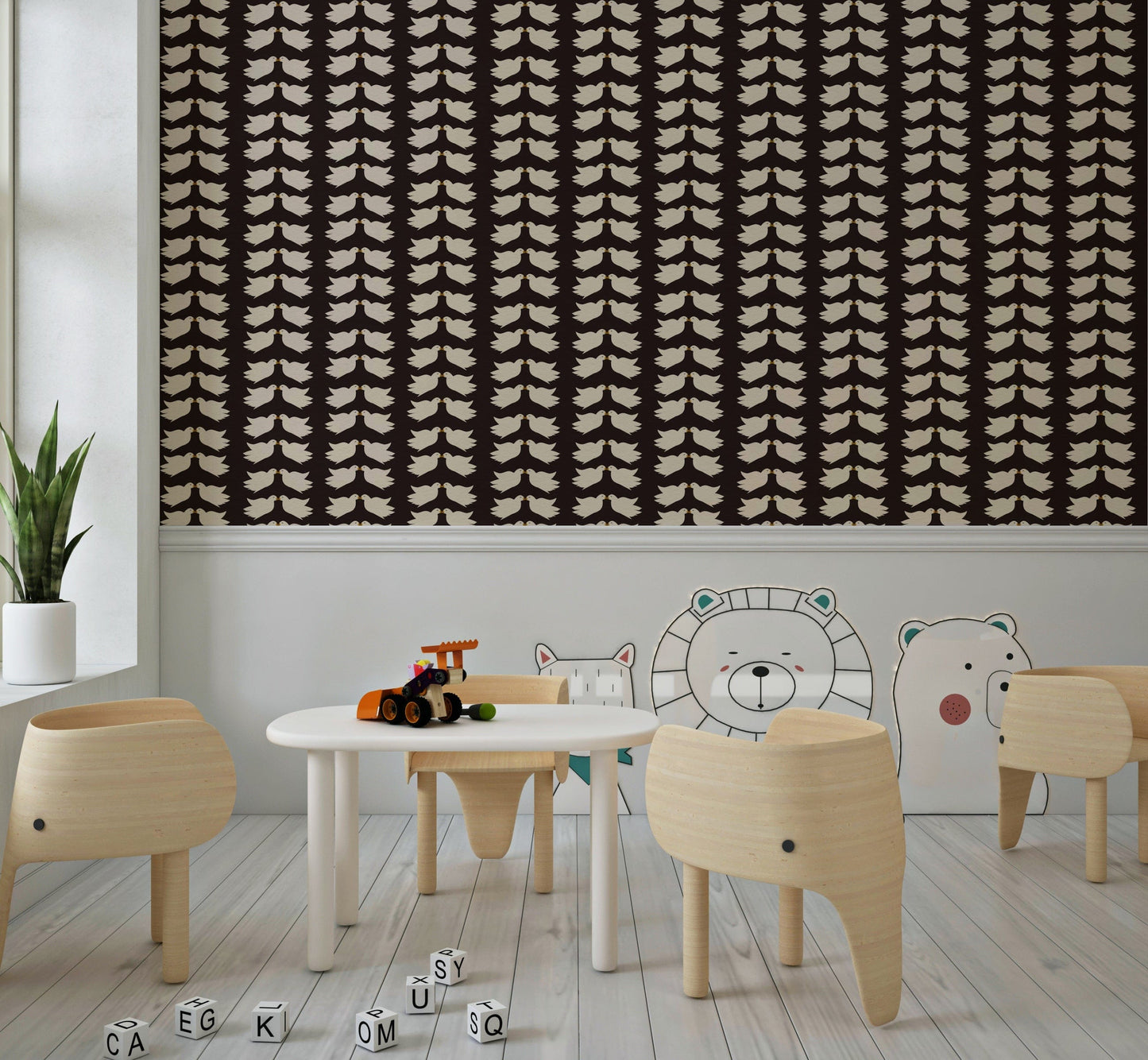 Seamless Kissing Doves removable wall paper