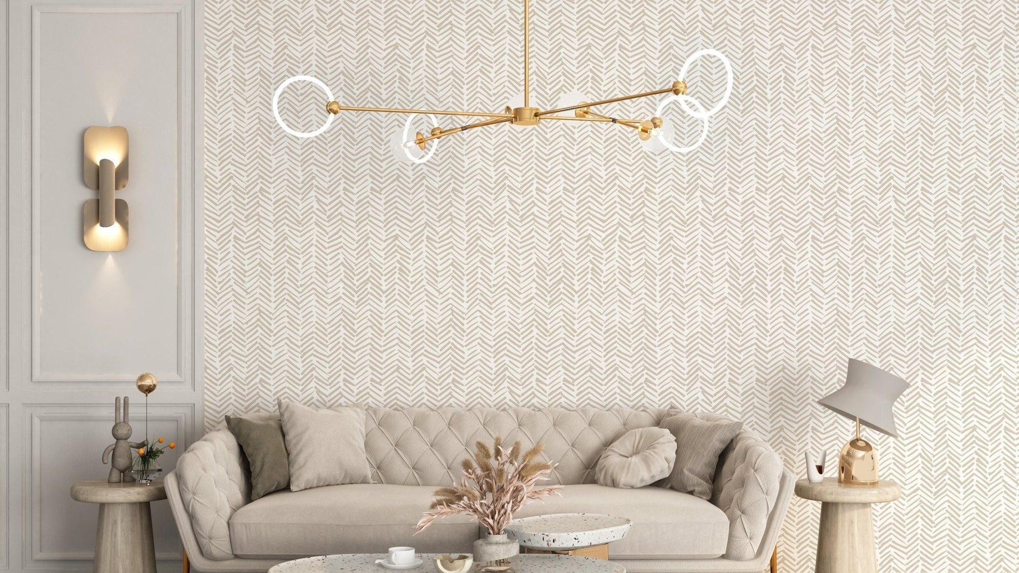 Subtle herringbone textured wallpaper B070