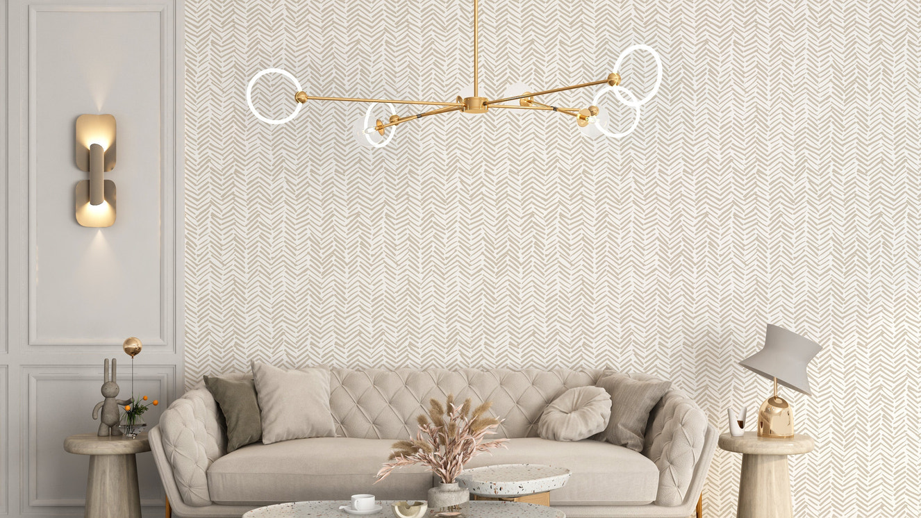 Subtle herringbone textured wallpaper