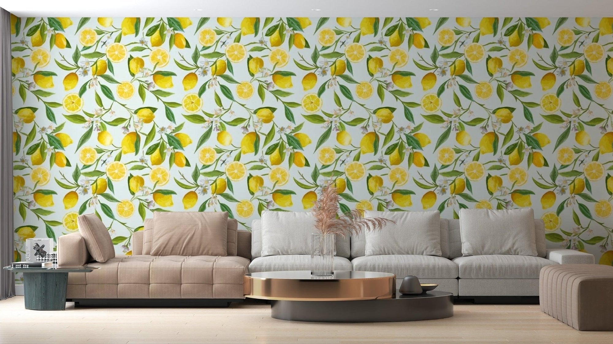 Lemon Design Wallpaper Mural with bright yellow tones Floral-01-3
