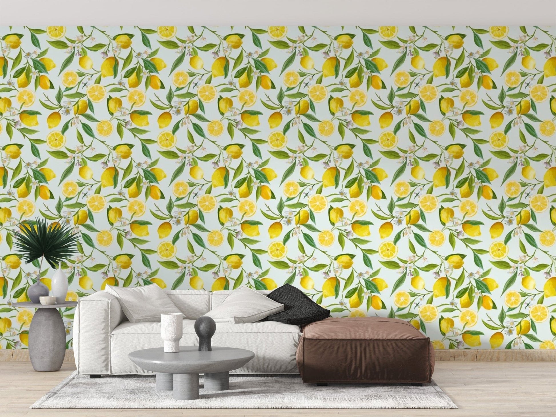Lemon Design Wallpaper Mural for cheerful decor Floral-01-3
