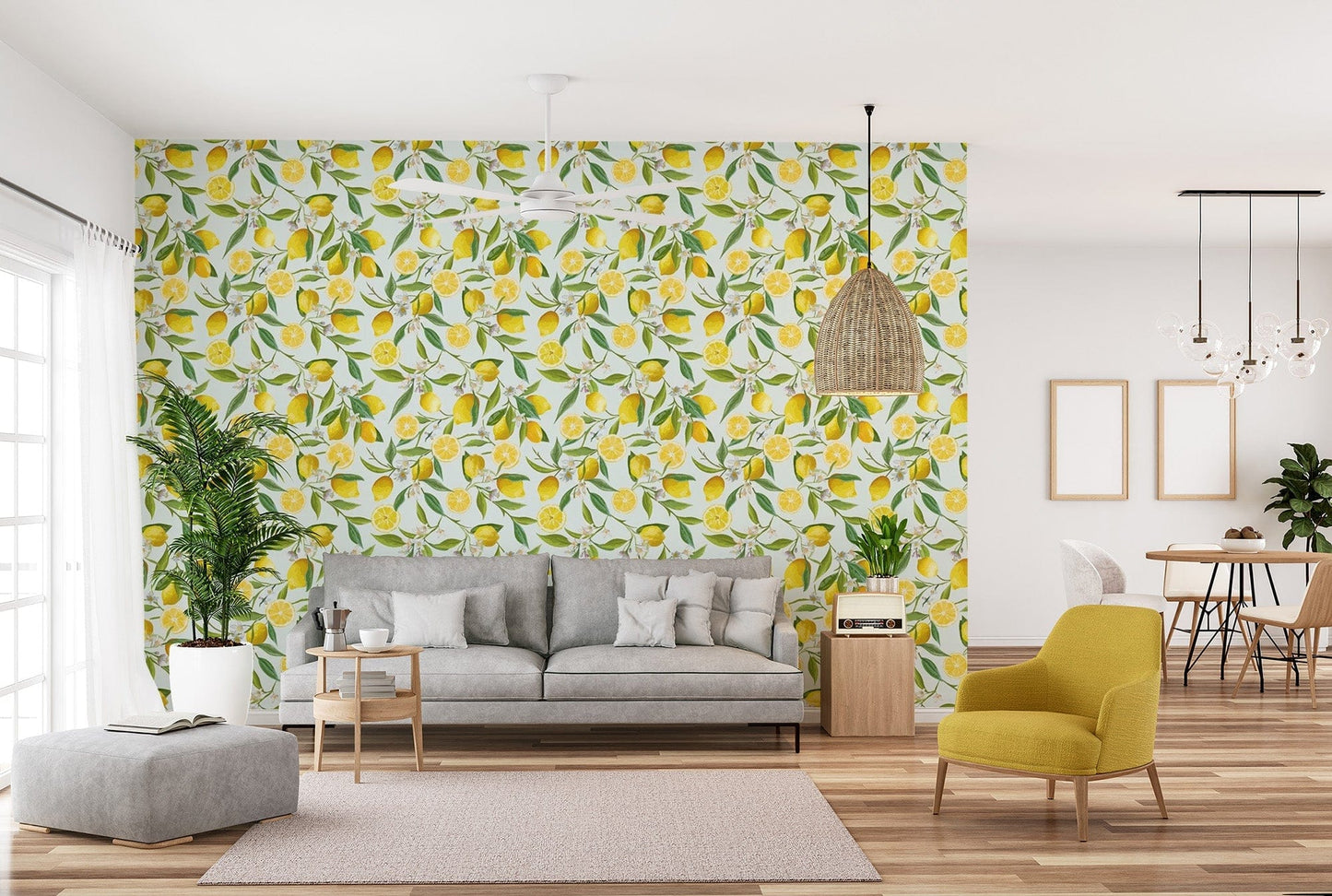 Colorful Lemon Design Wallpaper Mural for kitchens Floral-01-3