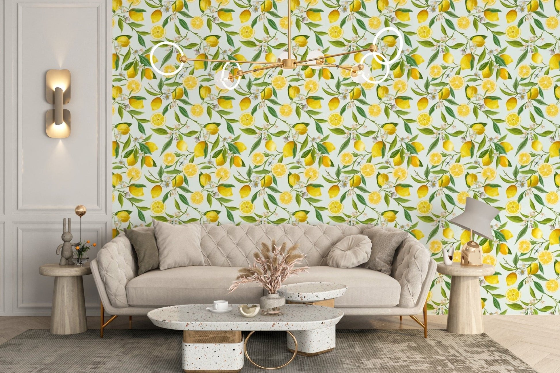 Fun Lemon Design Wallpaper Mural for lively rooms Floral-01-3
