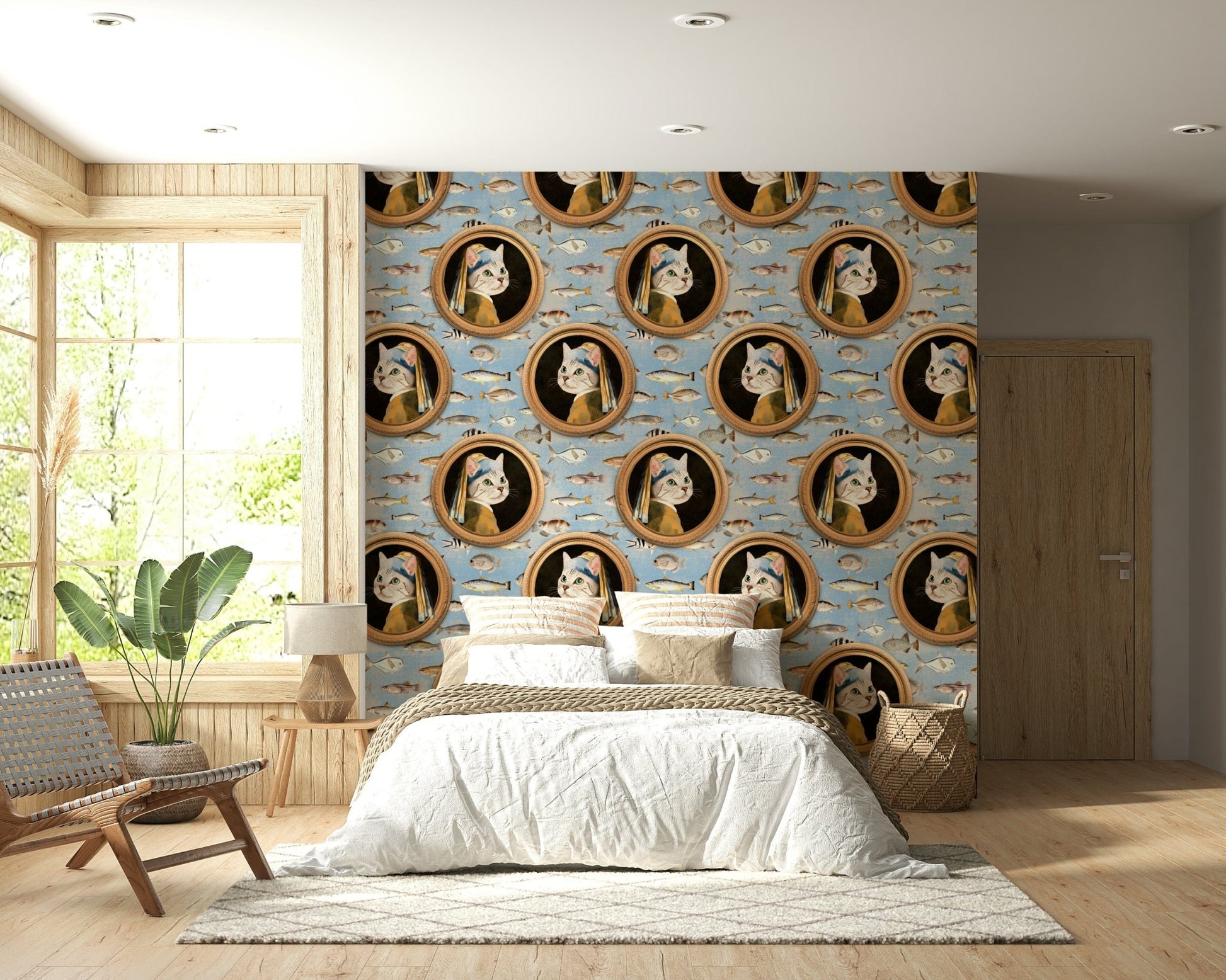 Kitty Vermeer's Sea wall mural used as a calming feature wall in a lounge.