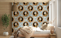 Sophisticated blue water wallpaper mural for a luxury guest suite wall.