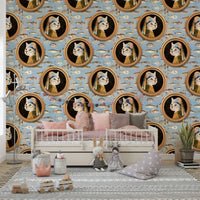 Kitty Vermeer's Sea Wallpaper with rhythmic wave patterns in a bathroom.