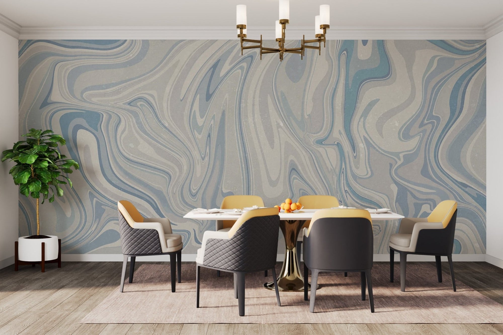 Elegant Klint Misty Blue Wallpaper Mural design C543