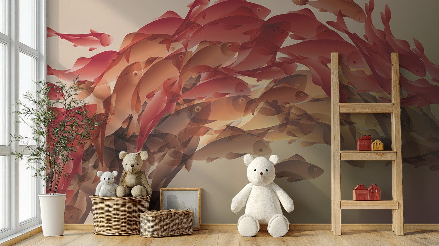 Abstract koi fish wallpaper mural design B086
