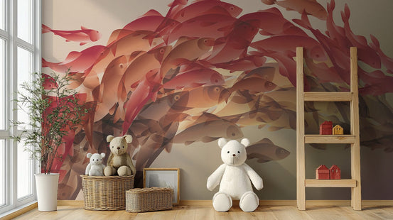 Abstract koi fish wallpaper mural design B086
