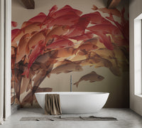 Subtle koi fish mural with gradient tones
