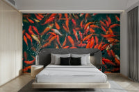 Orange, white, red, black koi
