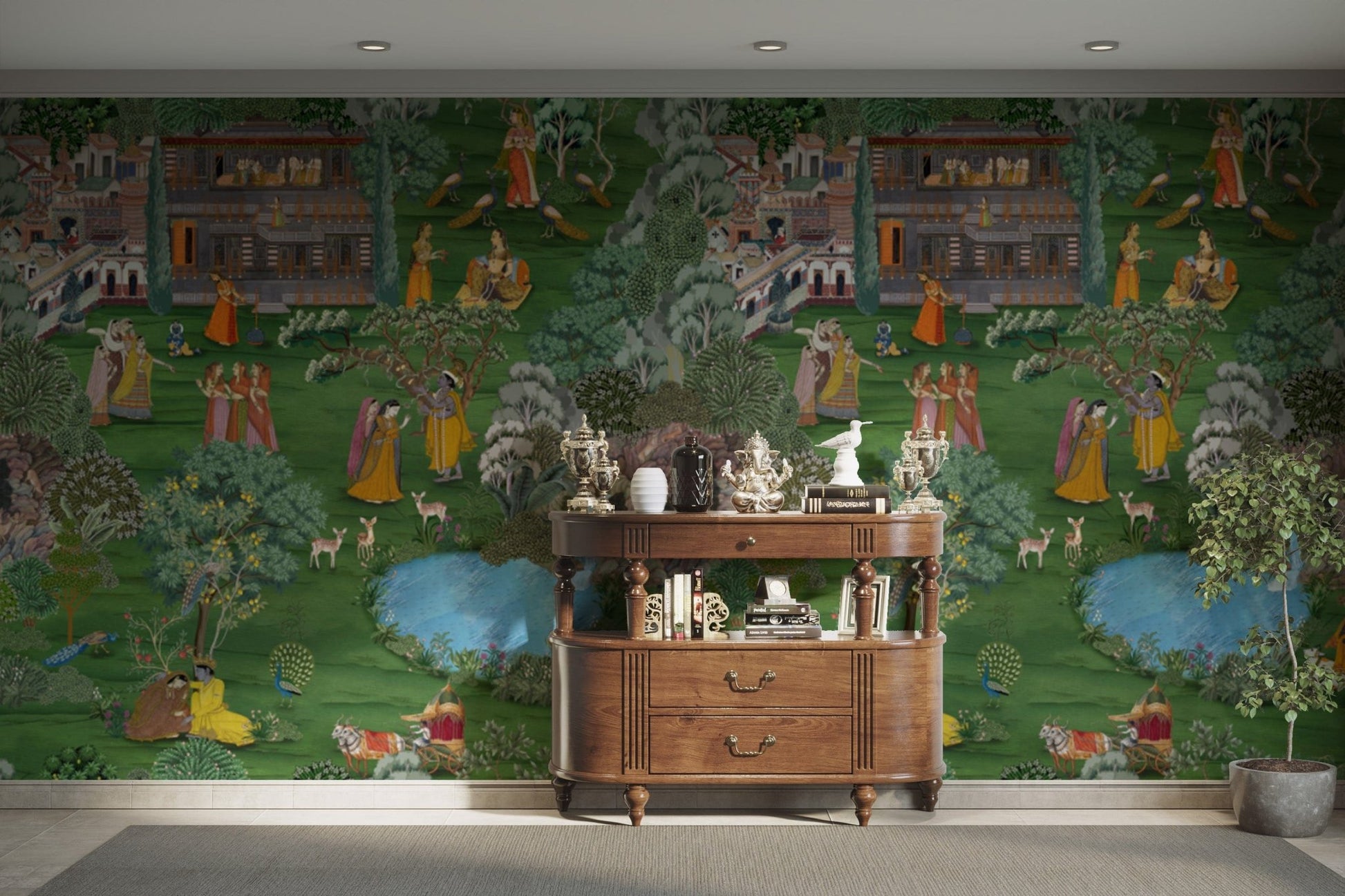 Vibrant Radha Krishna wallpaper art

