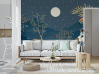 Realistic depth effect Krishna's Lunar Serenity wall mural for bedrooms.