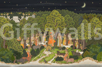 Scenic Krishna's Enchanted Forest Night Wall Mural showing stars and wildlife, GD8951