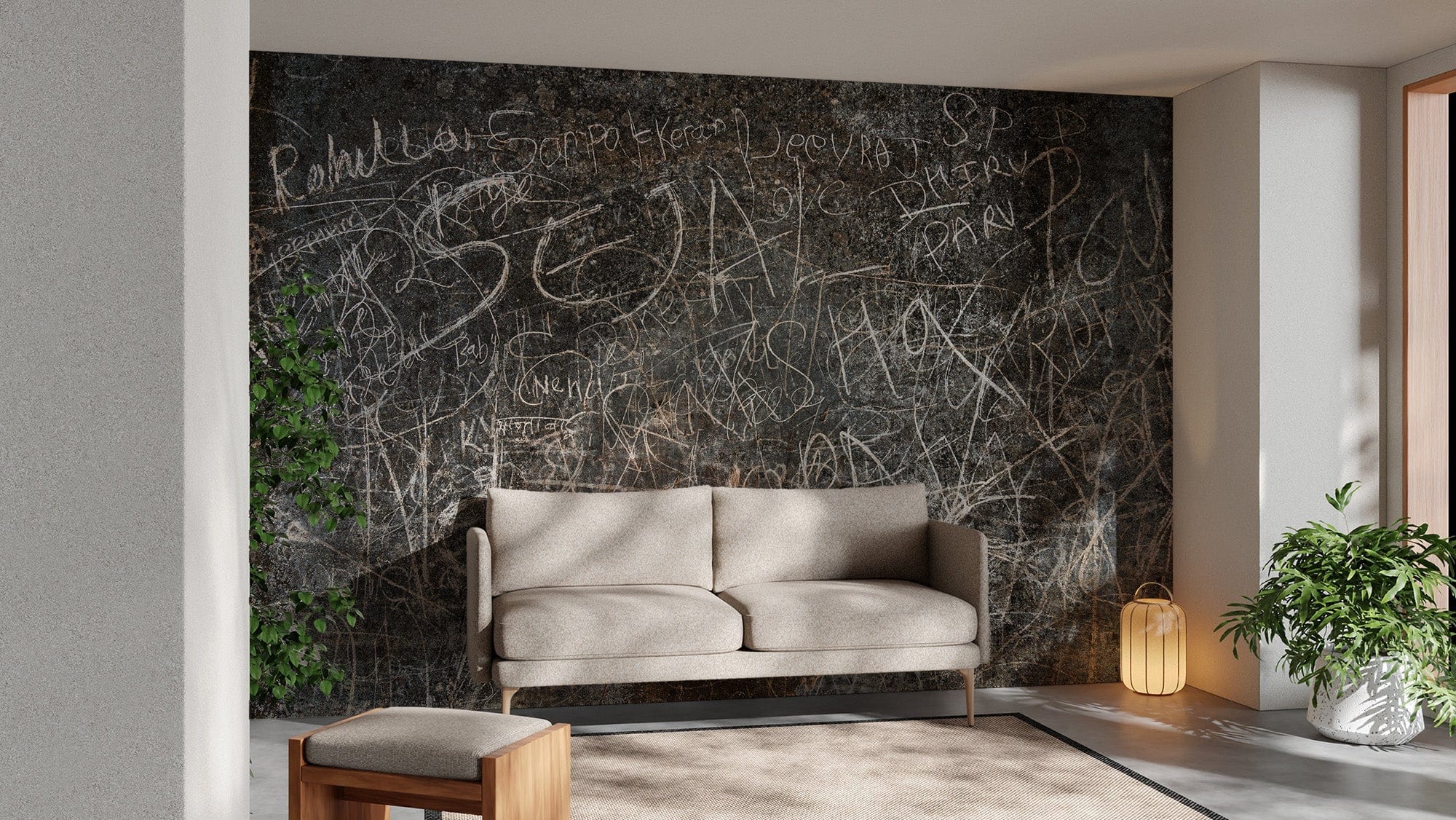 Artistic Kumbhalgarh Fort scribbles wallpaper mural design., B310