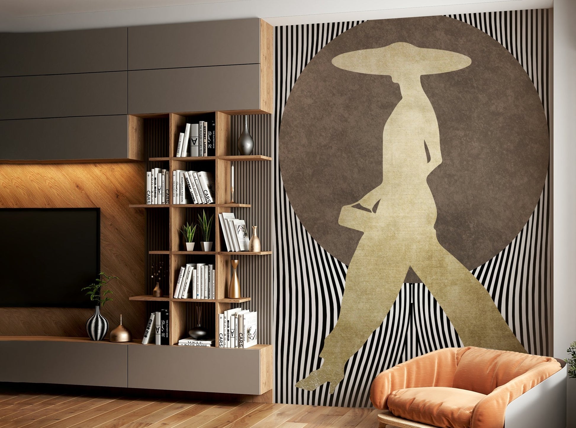 The color palette is typically high-contrast, monochrome (e.g., black and white), or features a limited, bold range of colors.
