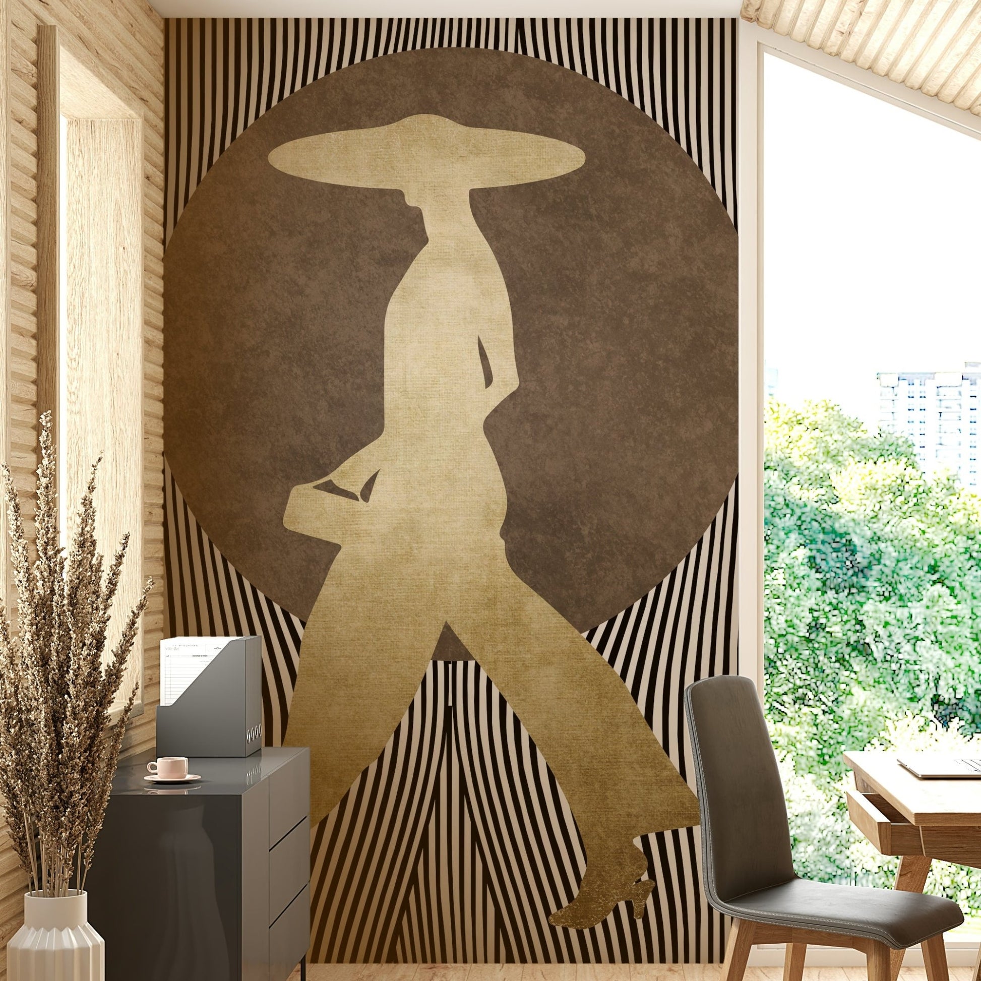 A dramatic and sophisticated wall mural.
