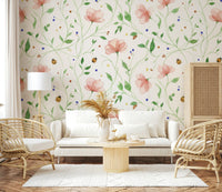 Garden themed ladybug wall mural for a cheerful living space, GD7662