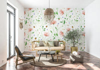 Red ladybug and daisy wallpaper mural for a child bedroom