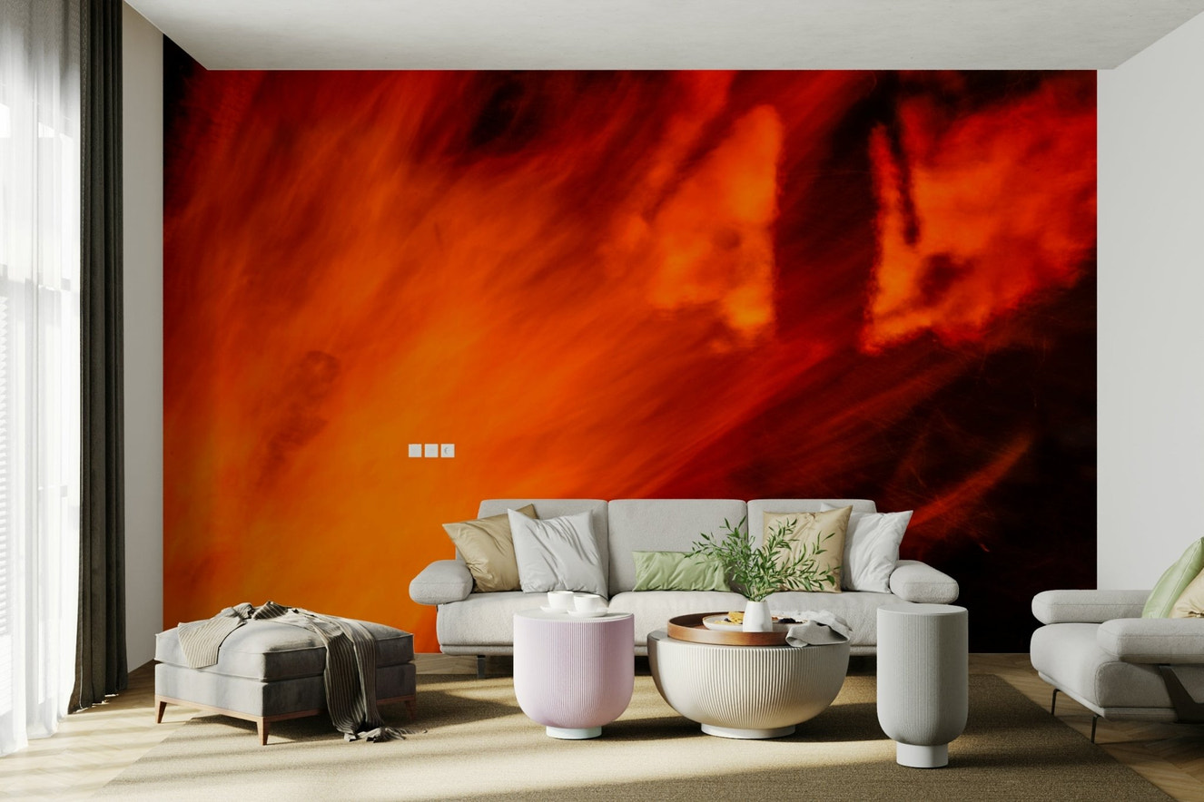 A beautiful desert scene wallpaper mural with subtle firelight.

