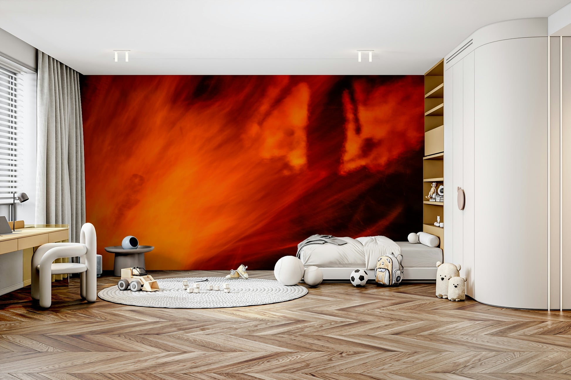 A contemplative Lag BaOmer wallpaper mural for a feature wall.

