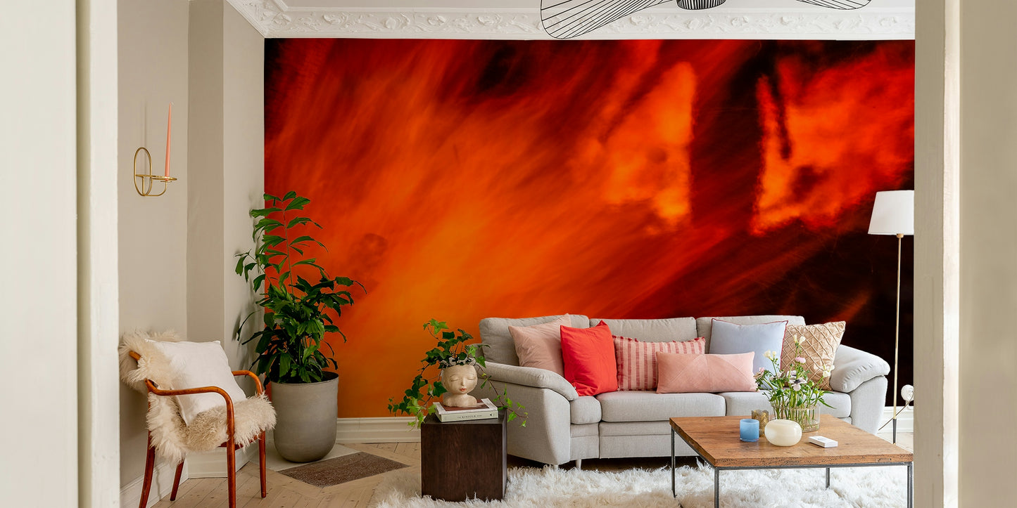 A serene bonfire light wall mural for your decor.

