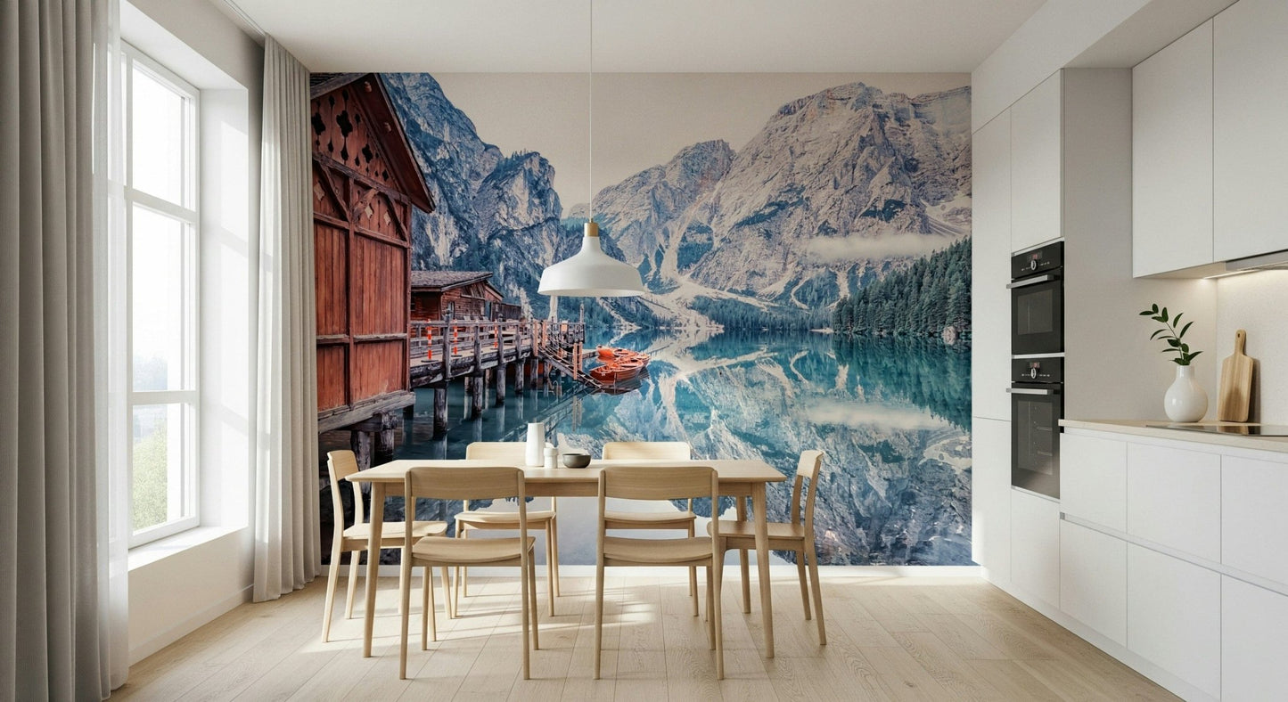 Lago di Braies Reflection Wall Mural