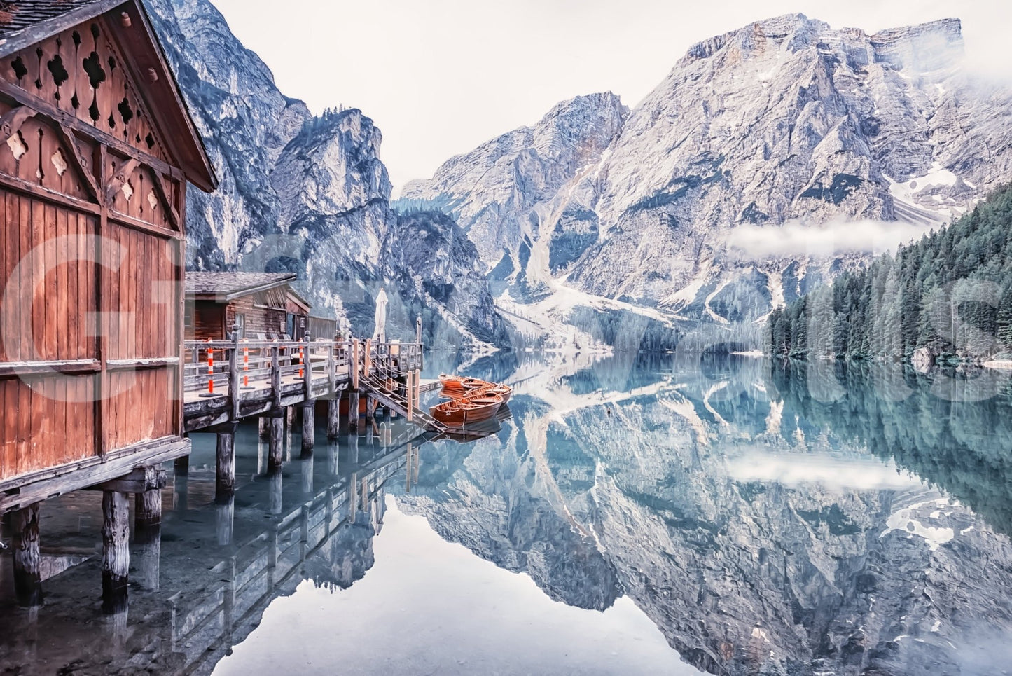 Lago di Braies Reflection Wall Mural