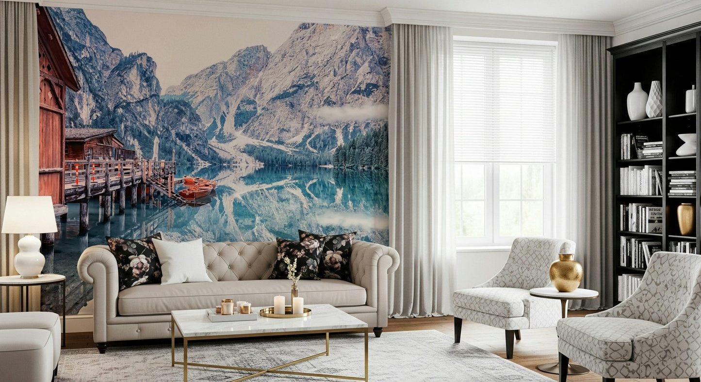 Lago di Braies Reflection Wall Mural