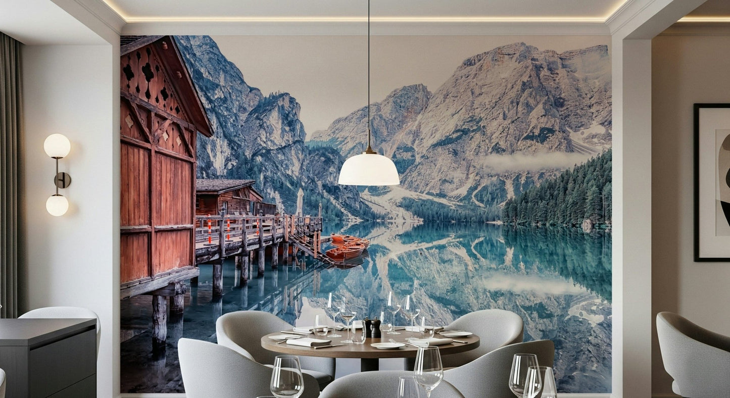 Lago di Braies Reflection Wall Mural