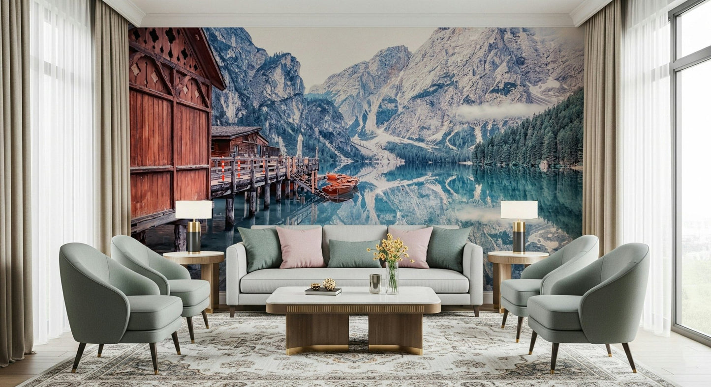 Lago di Braies Reflection Wall Mural