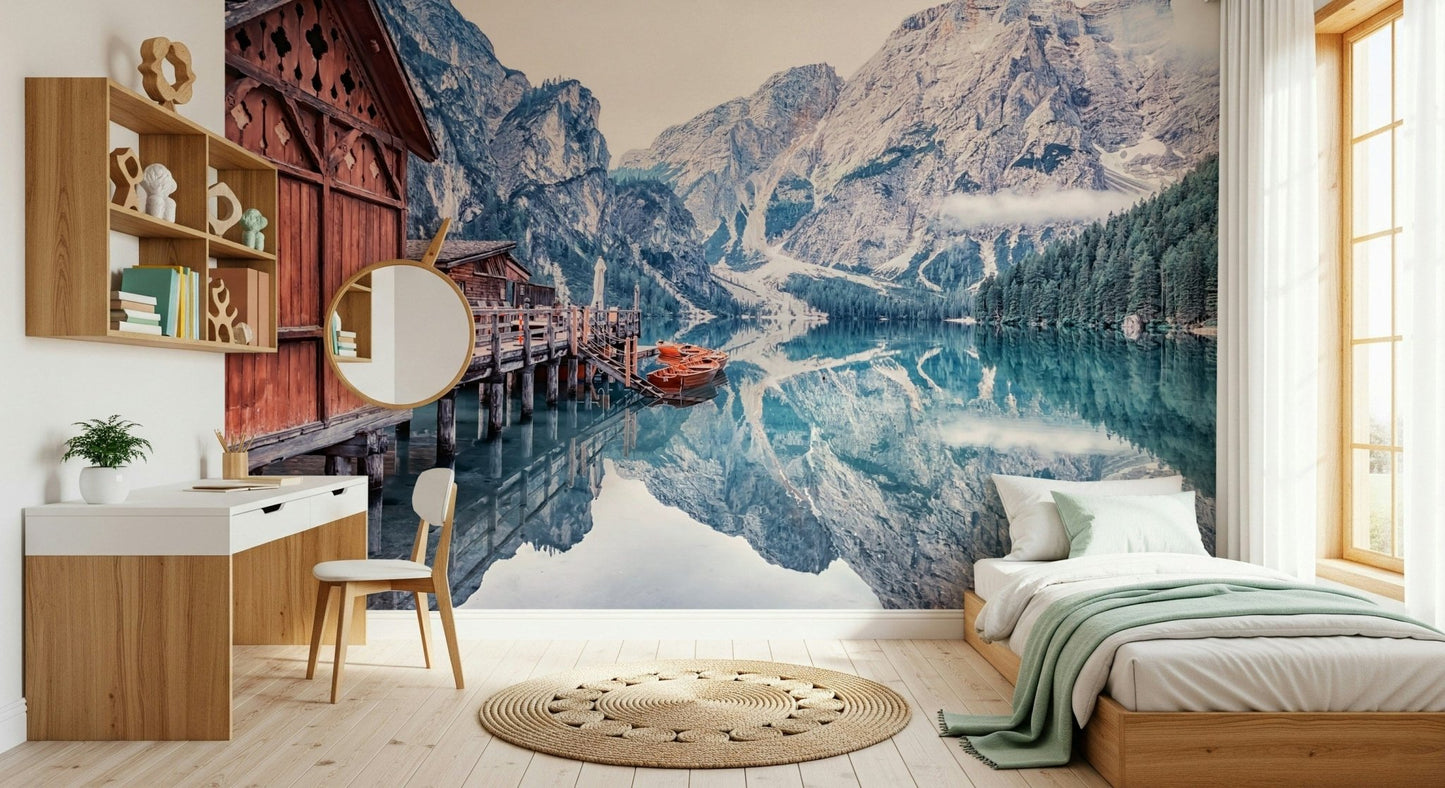 Lago di Braies Reflection Wall Mural