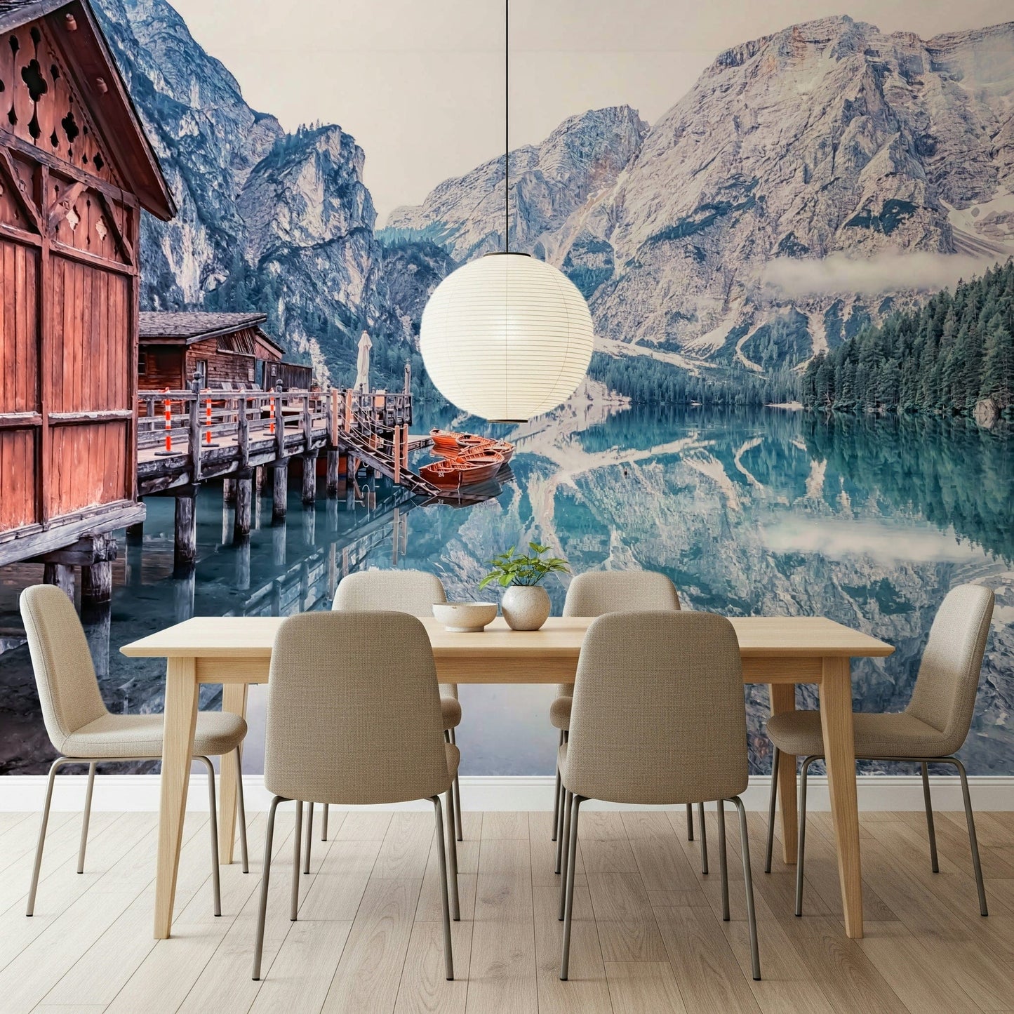 Lago di Braies Reflection Wall Mural