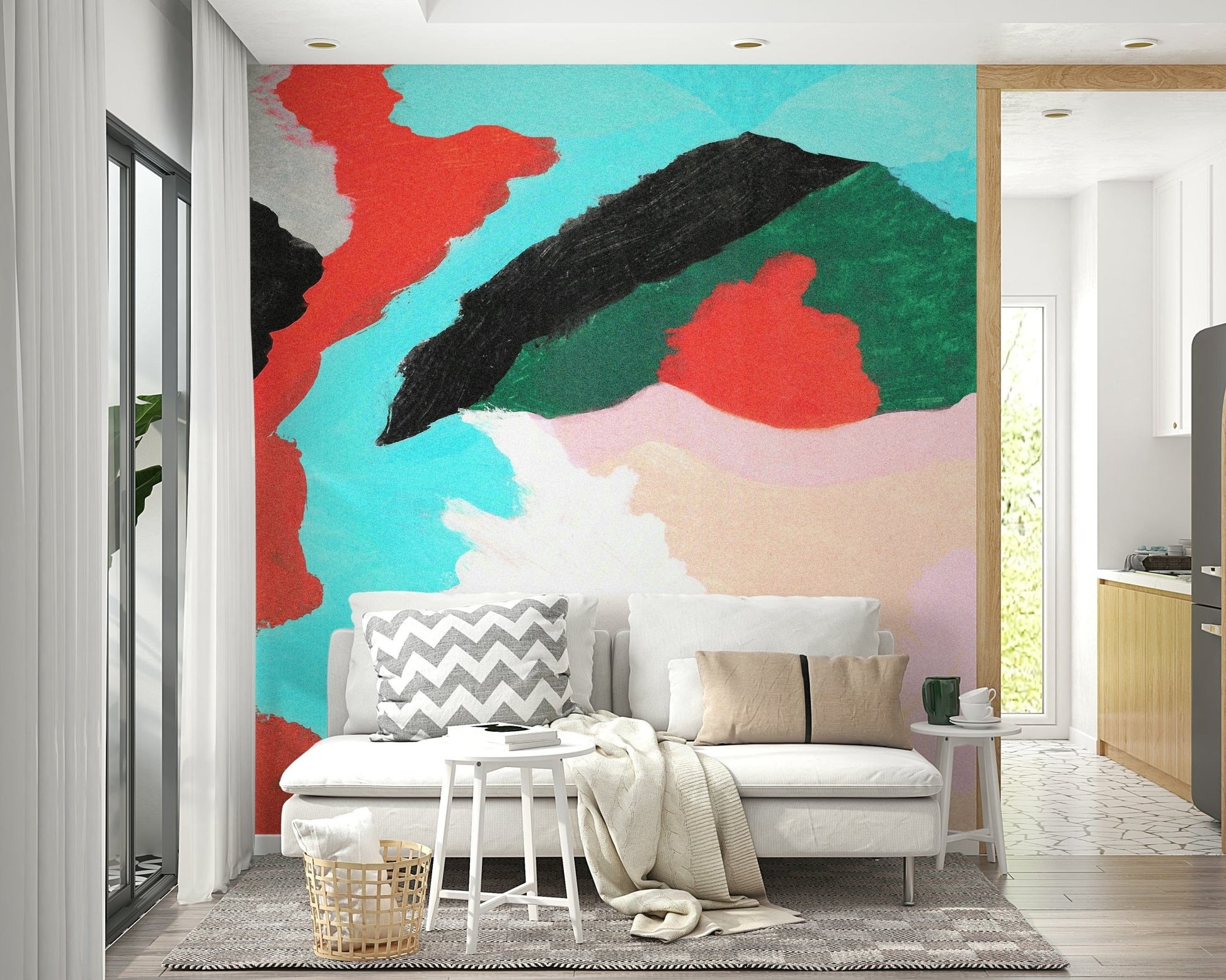 Lagoon pattern, stylish wall fashion, striking color palette.